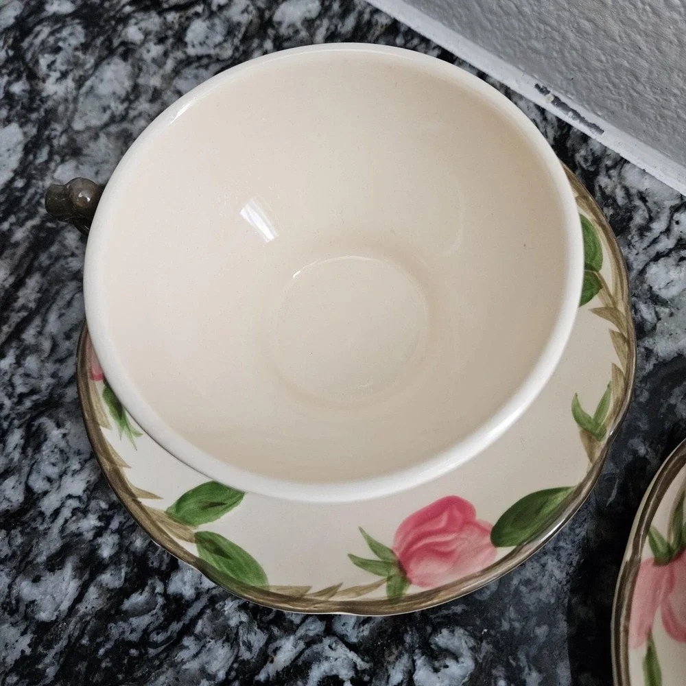 Franciscan Tea Cups And Saucer Desert Rose Made In USA Set of 2‎  VTG